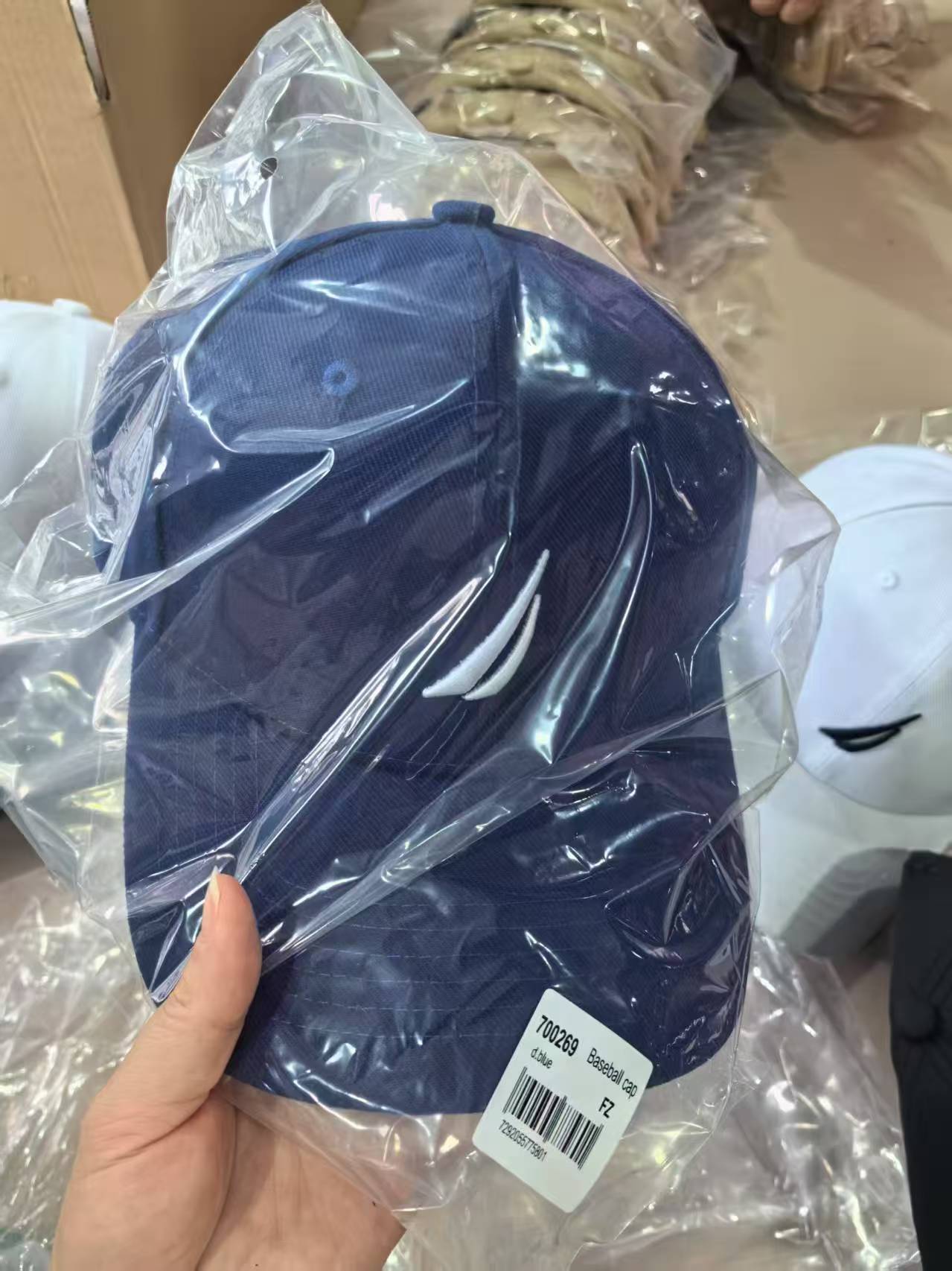 Individual product label used on packed headwear