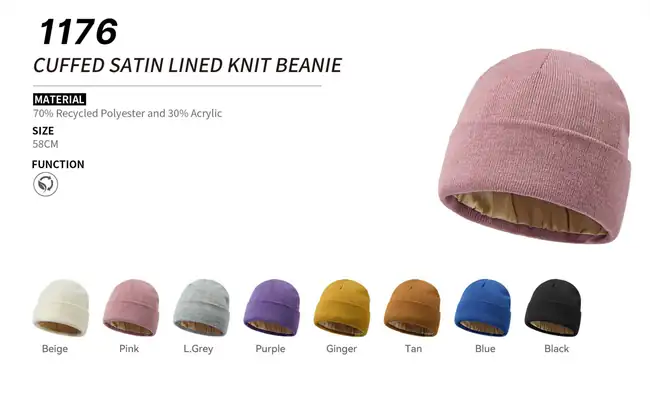 Custom Cuffed Satin-Lined Recycled Knit Beanie